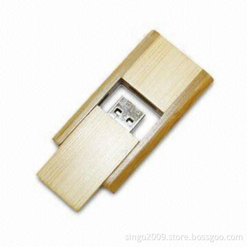 Swivel Wooden USB Flash Drive, Customized Logos